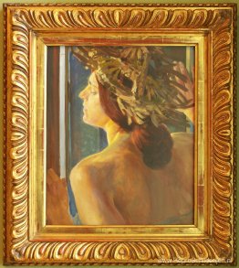 Studie van een vrouw bij het raam Studie van een vrouw bij het raam