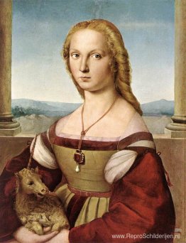 Portret van een dame met een eenhoorn Portret van een dame met een eenhoorn