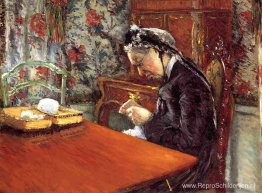 Portret van Mademoiselle Boissière Knitting Portret van Mademoiselle Boissière Knitting