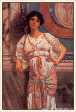 Een klassieke schoonheid met een pauw Een klassieke schoonheid met een pauw