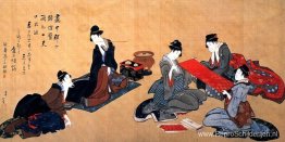 Portret van Chino Hyogo zittend aan zijn bureau Portret van Chino Hyogo zittend aan zijn bureau