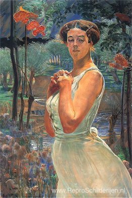 Een vrouw in een bosje Een vrouw in een bosje