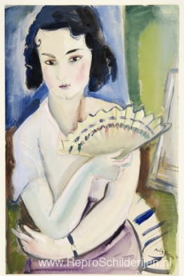 Vrouw met ventilator Vrouw met ventilator