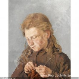 Jong meisje breien Jong meisje breien