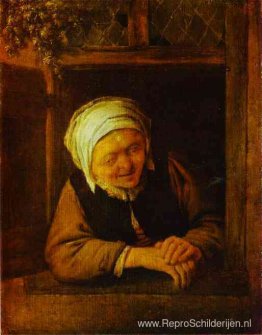 Een oude vrouw bij het raam Een oude vrouw bij het raam