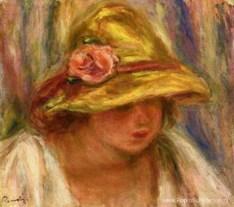 Studie van een vrouw met een gele hoed Studie van een vrouw met een gele hoed