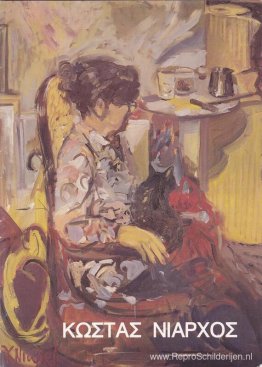 Portret van een vrouw met zwarte kat Portret van een vrouw met zwarte kat