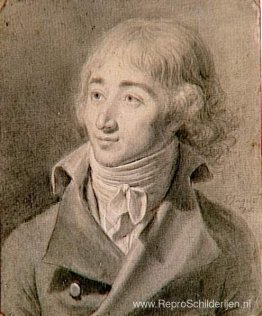 Portretbuste van een onbekende, met krullend haar, oren en das Portretbuste van een onbekende, met krullend haar, oren en das