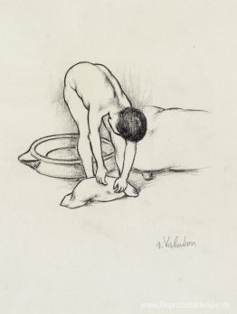 Vrouwelijk Naakt, zichzelf aan het wassen Vrouwelijk Naakt, zichzelf aan het wassen