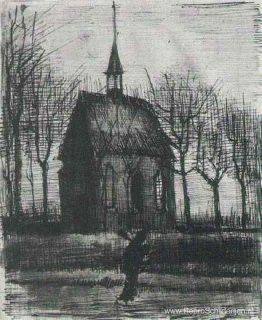 Kerk in Nuenen, met één figuur Kerk in Nuenen, met één figuur