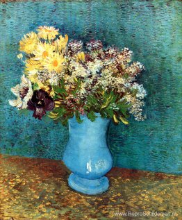 Vaas met Flieder, Margerieten en Anemonen Vaas met Flieder, Margerieten en Anemonen