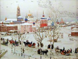 Het uitzicht op het klooster aan de Vokzalnaya-straat Het uitzicht op het klooster aan de Vokzalnaya-straat