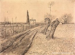 Landschap met pad- en knotbomen Landschap met pad- en knotbomen