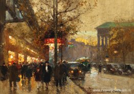 La Madeleine in schemerig uiterlijk vanaf Boulevard La Madeleine in schemerig uiterlijk vanaf Boulevard