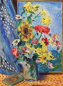 Stilleven met bloemen en boek Stilleven met bloemen en boek