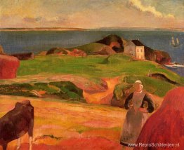 Landschap bij Le Pouldu, het geïsoleerde huis Landschap bij Le Pouldu, het geïsoleerde huis
