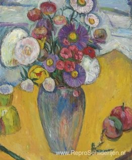 Bloemen op een gele tafel Bloemen op een gele tafel