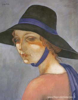 Portret van een jonge vrouw met een hoed (Jadwiga Zak) Portret van een jonge vrouw met een hoed (Jadwiga Zak)