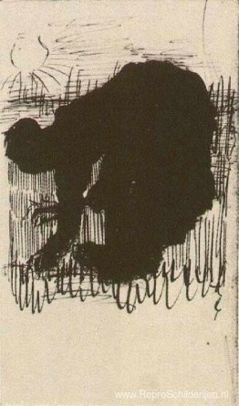 Silhouet van een boerin die wortels aan het graven is Silhouet van een boerin die wortels aan het graven is