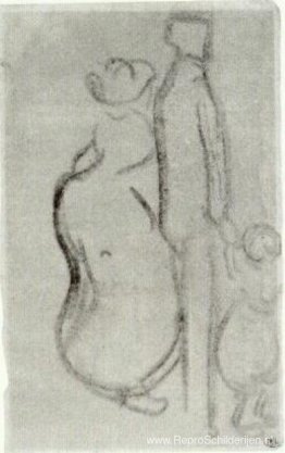 Schets van een stel dat met een kind wandelt Schets van een stel dat met een kind wandelt