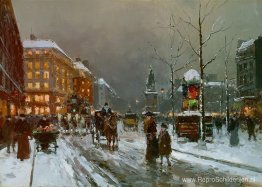 Plaats de Clichy in de winter Plaats de Clichy in de winter