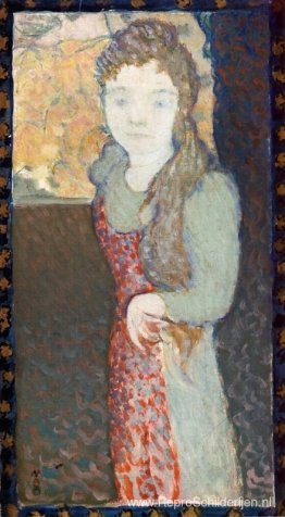 Jong meisje dat een schort draagt Jong meisje dat een schort draagt