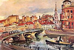 Leningrad. Brug van Belinski. Kerk van St. Simeon en Anna. Leningrad. Brug van Belinski. Kerk van St. Simeon en Anna.