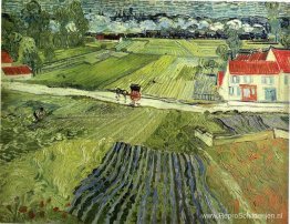 Landschap met rijtuig en trein Landschap met rijtuig en trein