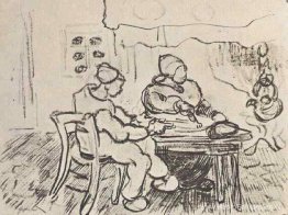 Interieur van een boerderij met twee figuren Interieur van een boerderij met twee figuren