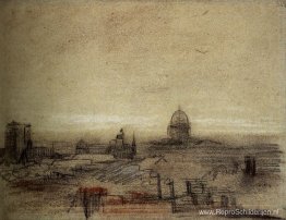 Gezicht op Parijs met de Notre-Dame en het Pantheon Gezicht op Parijs met de Notre-Dame en het Pantheon