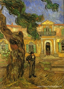 Pijnbomen met figuur in de tuin van het Saint-Paul-ziekenhuis Pijnbomen met figuur in de tuin van het Saint-Paul-ziekenhuis