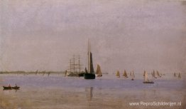 Schepen en zeilboten op de Delaware Schepen en zeilboten op de Delaware