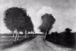 Landweg met bomen Landweg met bomen