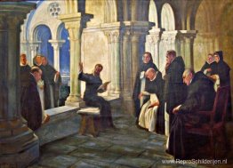 Camões leest Os Lusíadas voor aan de broeders van São Domingos Camões leest Os Lusíadas voor aan de broeders van São Domingos