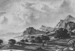 Romantisch landschap. Aan de kust. Romantisch landschap. Aan de kust.