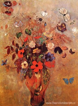 Vaas met bloemen en vlinders Vaas met bloemen en vlinders