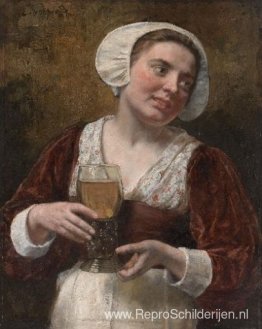 Een Jonge Vrouw Met Een Wijnglas Een Jonge Vrouw Met Een Wijnglas