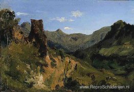 Vallei in het Auvergne-gebergte Vallei in het Auvergne-gebergte