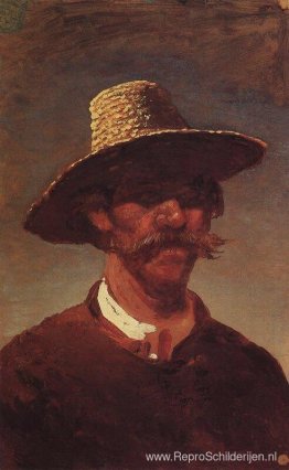 Het hoofd van een Oekraïense boer met een strohoed Het hoofd van een Oekraïense boer met een strohoed