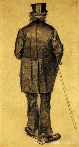 Oude man in een slipjas Oude man in een slipjas