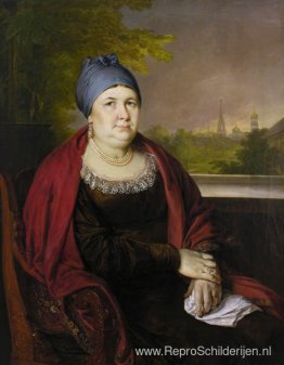 Portret van een weduwe in een blauwe povoynik Portret van een weduwe in een blauwe povoynik