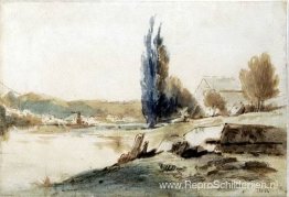 Huis vlakbij een vijver in de Auvergne Huis vlakbij een vijver in de Auvergne