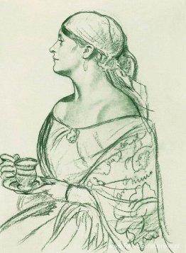 Portret van L.I. Shetalova (Vrouw met een kopje) Portret van L.I. Shetalova (Vrouw met een kopje)