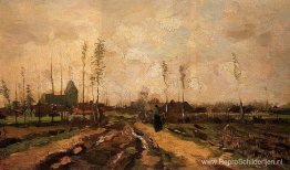 Landschap met kerk en huizen Landschap met kerk en huizen