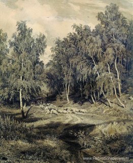 Landschap met kudde schapen Landschap met kudde schapen