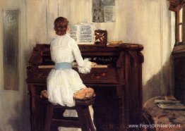 Mevrouw Meigs bij het pianoorgel Mevrouw Meigs bij het pianoorgel
