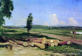 Logboeken. Kostiantynovka-dorp dichtbij het Rode dorp Logboeken. Kostiantynovka-dorp dichtbij het Rode dorp
