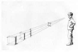 Eakins-perspectiefstudie van het kijkobject van een jongen Eakins-perspectiefstudie van het kijkobject van een jongen