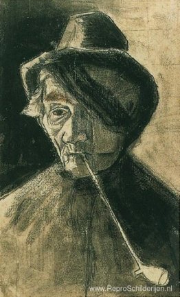 Man met pijp- en oogverband Man met pijp- en oogverband