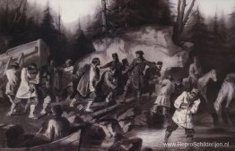 Peter I sleept schepen uit de Onega-baai in het Onegameer in 170 Peter I sleept schepen uit de Onega-baai in het Onegameer in 170